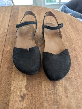 Dansko Black Suede Rowan Sandals